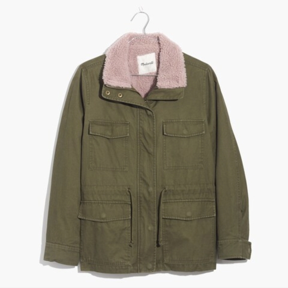 Madewell Sherpa-Trimmed Surplus Jacket - Small - Picture 1 of 10